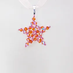 Pendant 30cm - Cassiopeia-Salmon Organza - Pendant 30cm - Laiton argenté